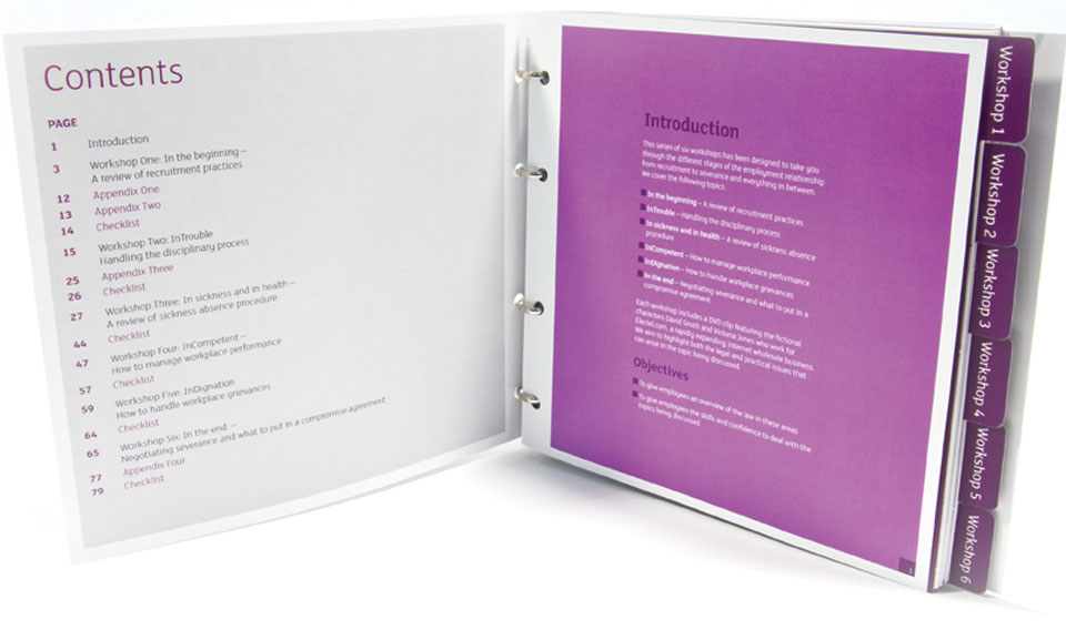 Hammonds Solicitors. Employment Workshop Handbook Design.